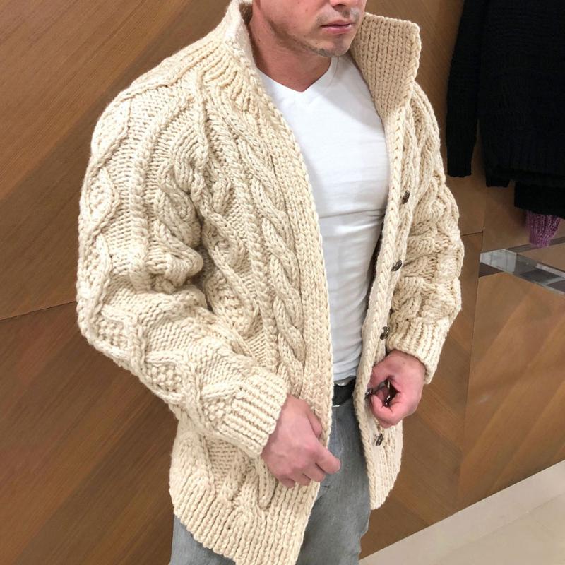 Grobstrick-Strickjacke für Herren mit Zopfmuster