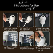 Weißer Sternenhimmel-Projektor mit USB-Kabel und verstellbarem Projektionskopf