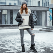 Warme Damen-Winterstiefel mit Fellkragen