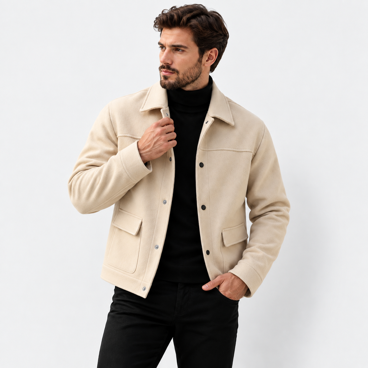 Kurze Herren-Jacke in Wolloptik