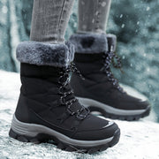 Warme Damen-Winterstiefel mit Fellkragen