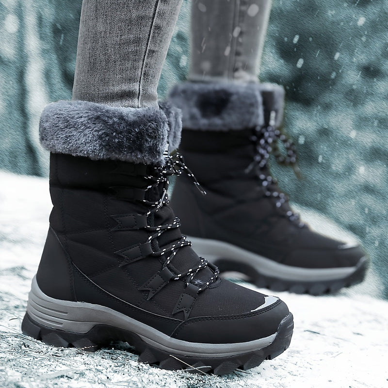 Warme Damen-Winterstiefel mit Fellkragen