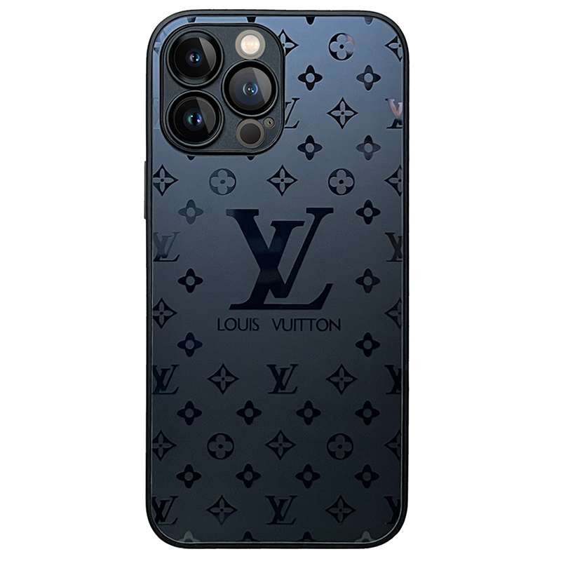 iPhone-Hülle mit dunklem Monogramm-Muster und Kameraaussparung