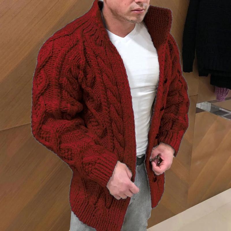 Grobstrick-Strickjacke für Herren mit Zopfmuster