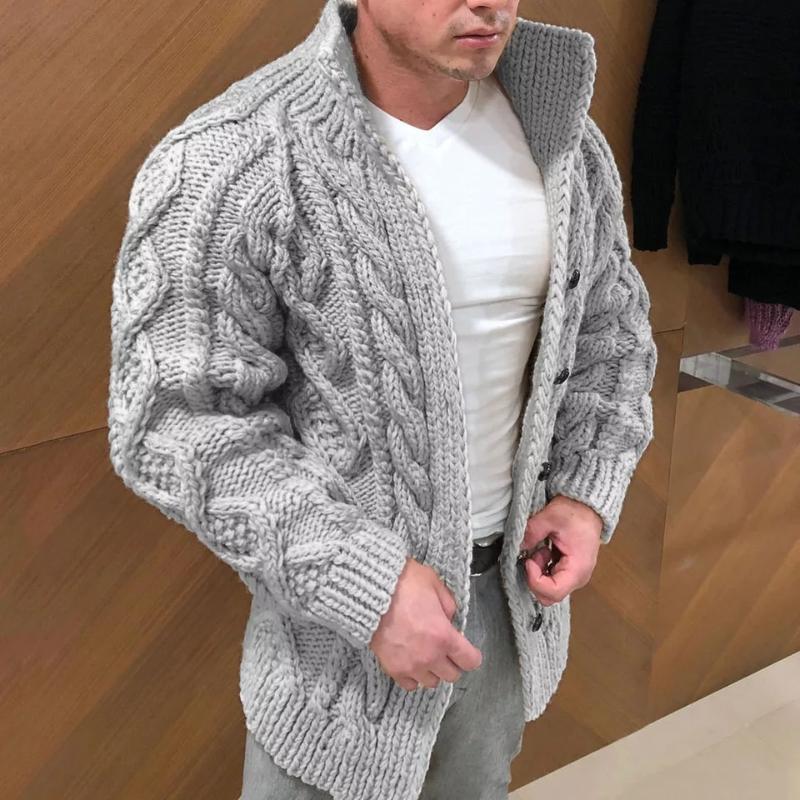 Grobstrick-Strickjacke für Herren mit Zopfmuster