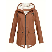 Wasserdichte Damenjacke mit Fleecefutter und Kapuze