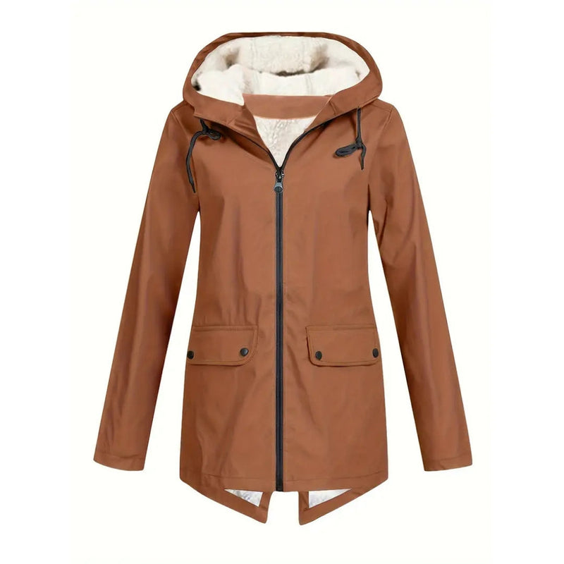 Wasserdichte Damenjacke mit Fleecefutter und Kapuze