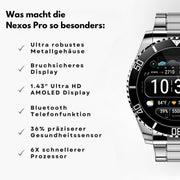 Intelligente Armbanduhr mit Chronographen-Zifferblatt und glänzendem Gliederarmband