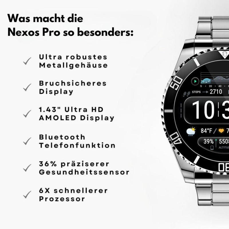 Intelligente Armbanduhr mit Chronographen-Zifferblatt und glänzendem Gliederarmband