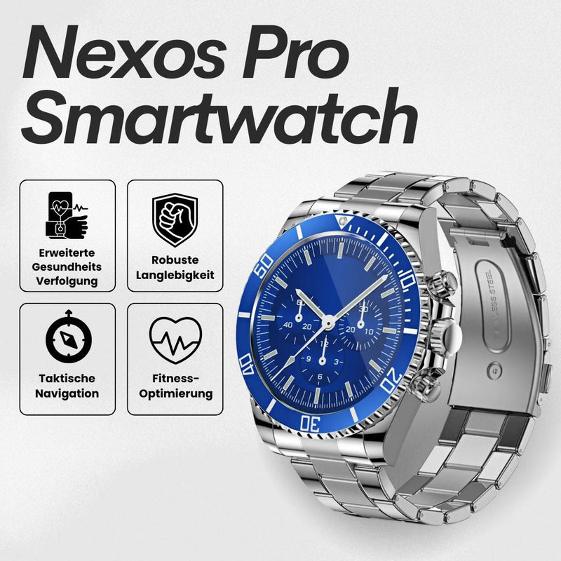 Intelligente Armbanduhr mit Chronographen-Zifferblatt und glänzendem Gliederarmband