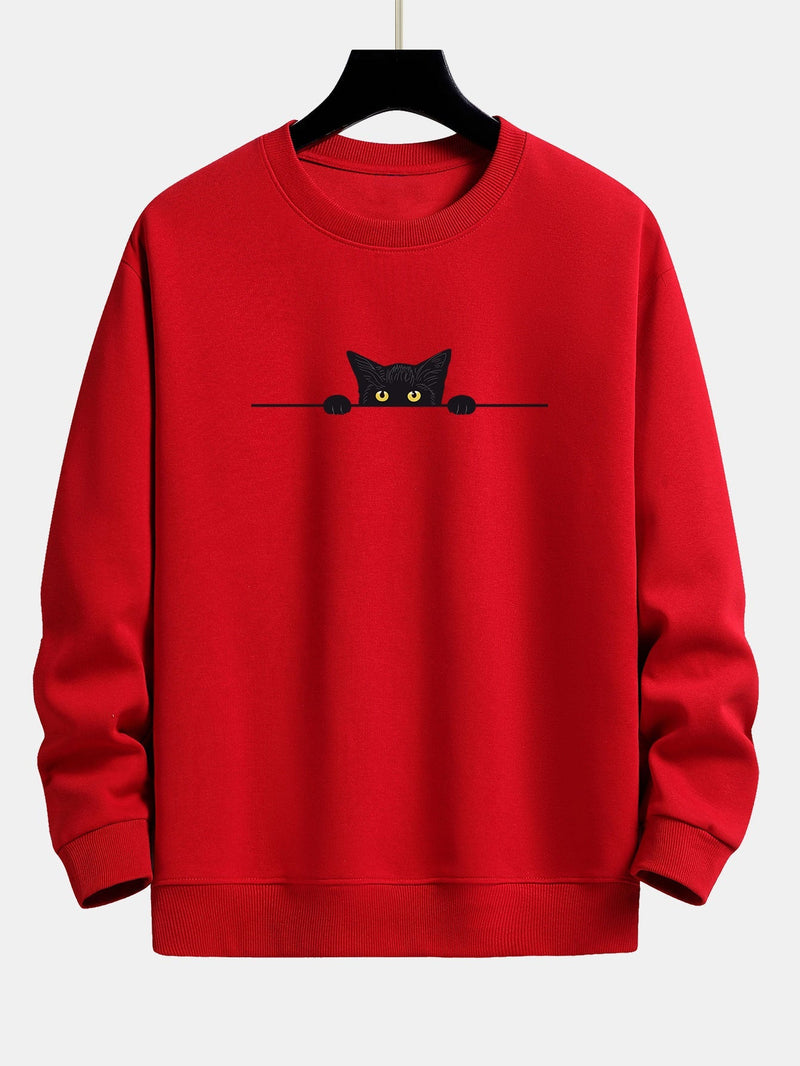 Herren-Sweatshirt mit Katzen-Print