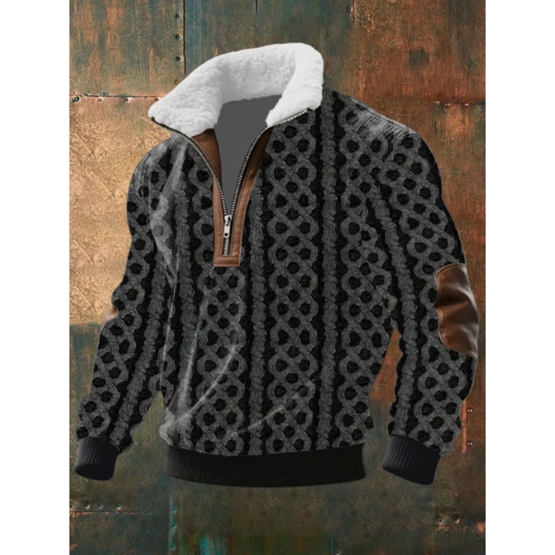 Herren-Strickpullover mit Fleecekragen