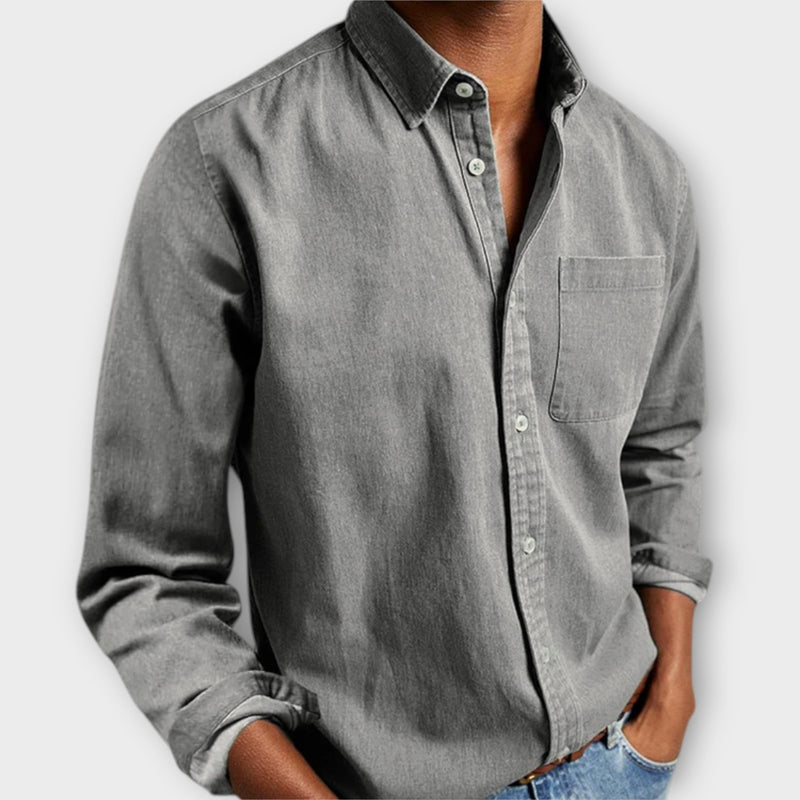 Lässiges Herren-Langarmhemd in Jeans-Optik