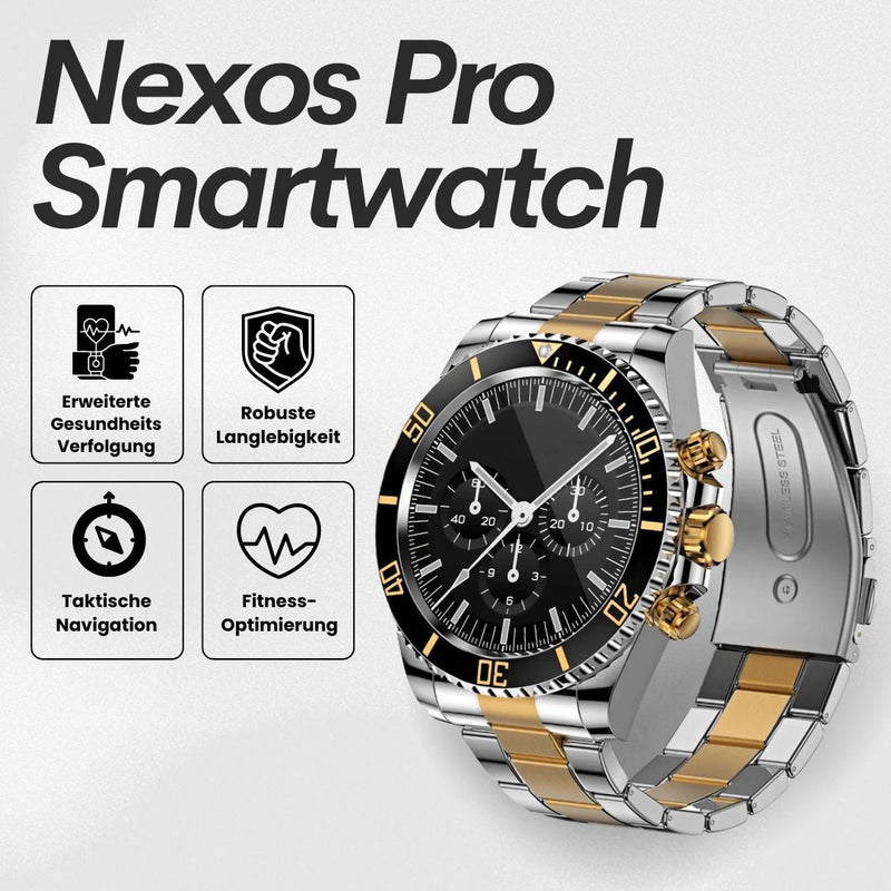 Intelligente Armbanduhr mit Chronographen-Zifferblatt und glänzendem Gliederarmband