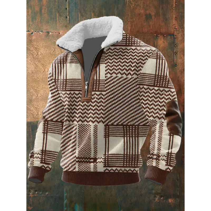 Herren-Strickpullover mit Fleecekragen