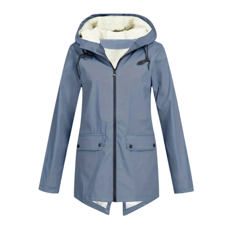 Wasserdichte Damenjacke mit Fleecefutter und Kapuze