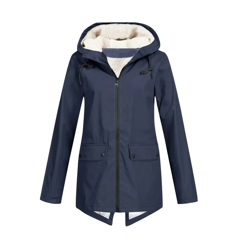Wasserdichte Damenjacke mit Fleecefutter und Kapuze