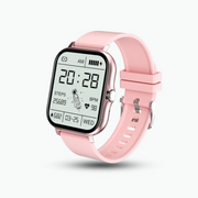 Smartwatch mit rechteckigem Display und Armband für iOS und Android