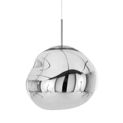 Moderne Pendelleuchte mit unregelmäßig geformtem, reflektierendem Leuchtenschirm
