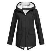 Wasserdichte Damenjacke mit Fleecefutter und Kapuze