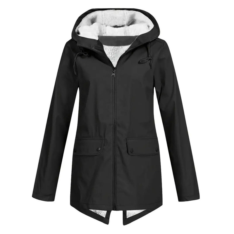 Wasserdichte Damenjacke mit Fleecefutter und Kapuze