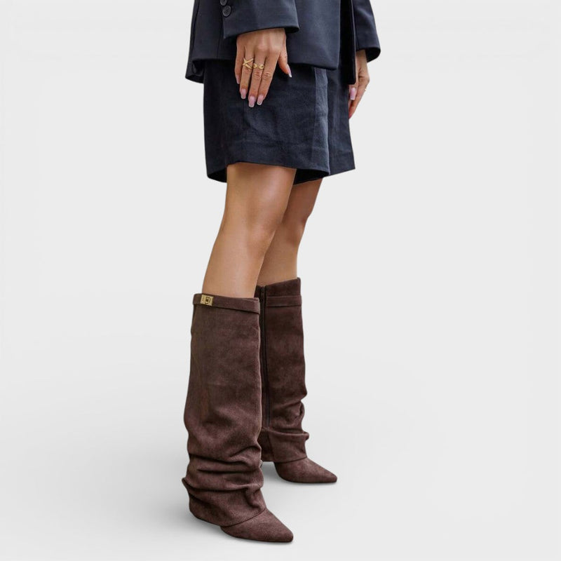 Elegante Damen-Slouch-Stiefel mit spitzer Zehe