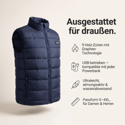 Beheizte Weste mit 9 Heizzonen für kalte Tage