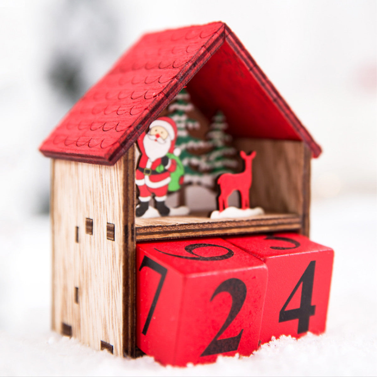Mini-Adventskalender aus Holz mit LED-Licht