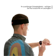 Fitnessuhr mit rechteckigem HD-Display, Armband und Gesundheitsanzeigen