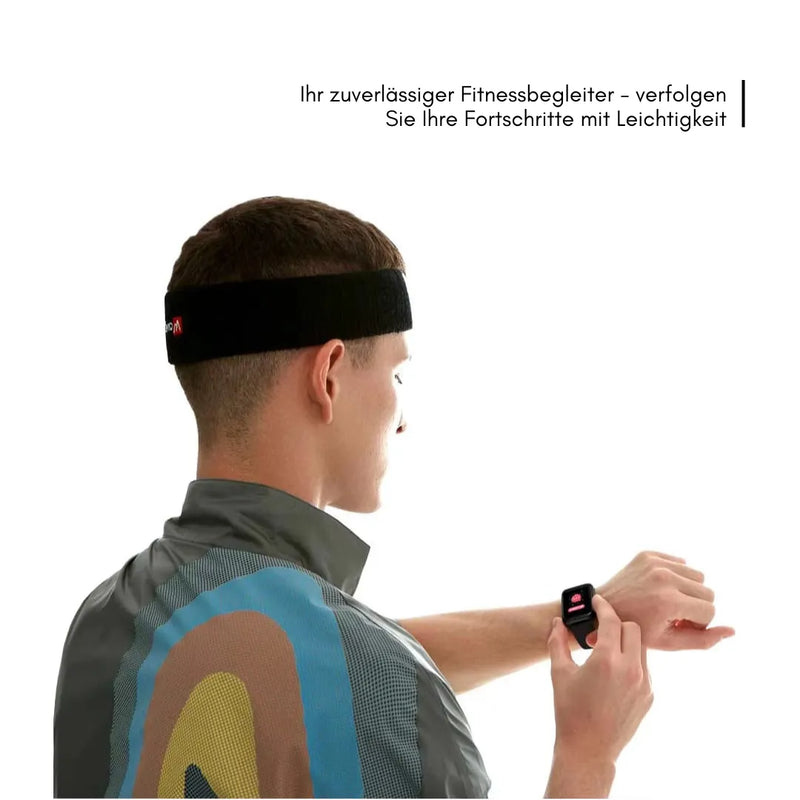 Fitnessuhr mit rechteckigem HD-Display, Armband und Gesundheitsanzeigen