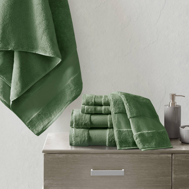 Sechsteiliges Handtuch-Set mit weicher Frottierstruktur und Bordüren
