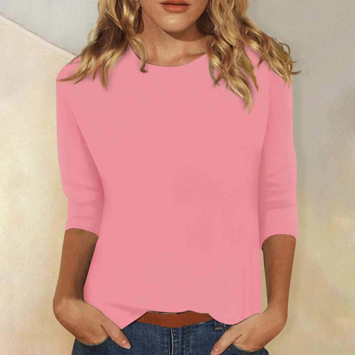 Fließendes Damen-Langarmshirt mit Rundhals