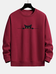 Herren-Sweatshirt mit Katzen-Print