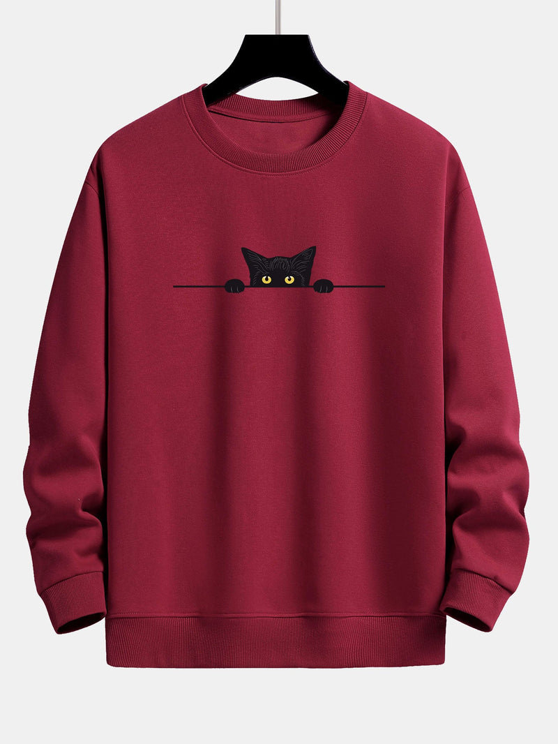 Herren-Sweatshirt mit Katzen-Print