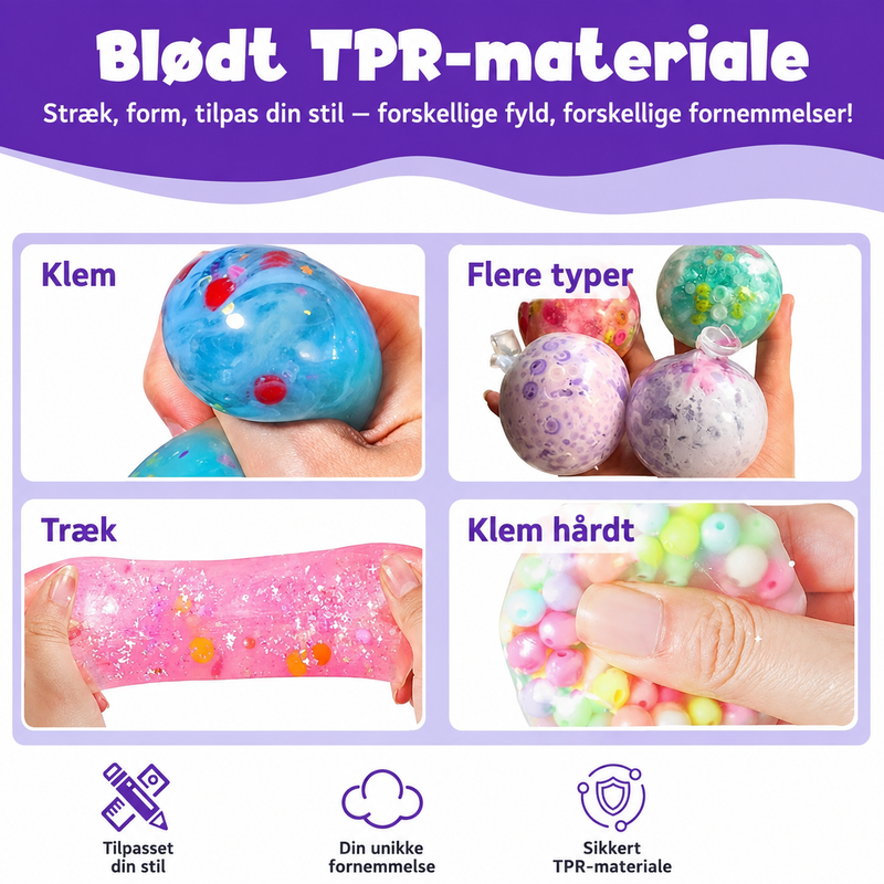 Bastelset mit transparenten Kugelformen und bunten Dekoteilen für Squishies
