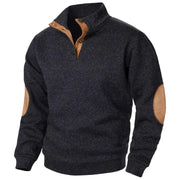 Meliertes Herren-Sweatshirt mit Knopfkragen