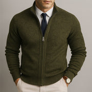 Herren-Strickjacke mit Reißverschluss und Stehkragen
