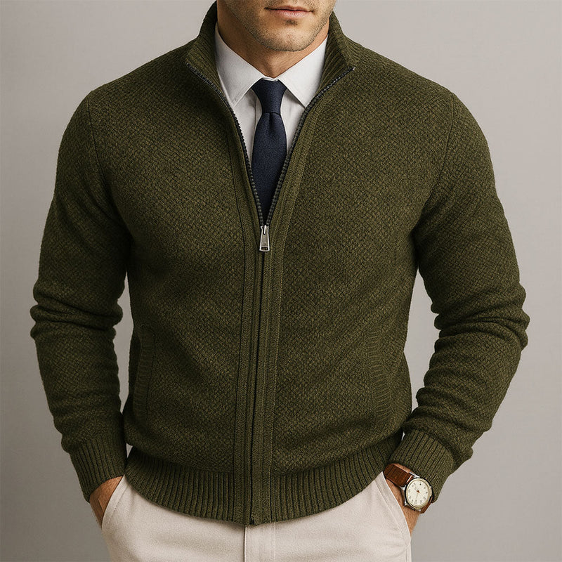 Herren-Strickjacke mit Reißverschluss und Stehkragen