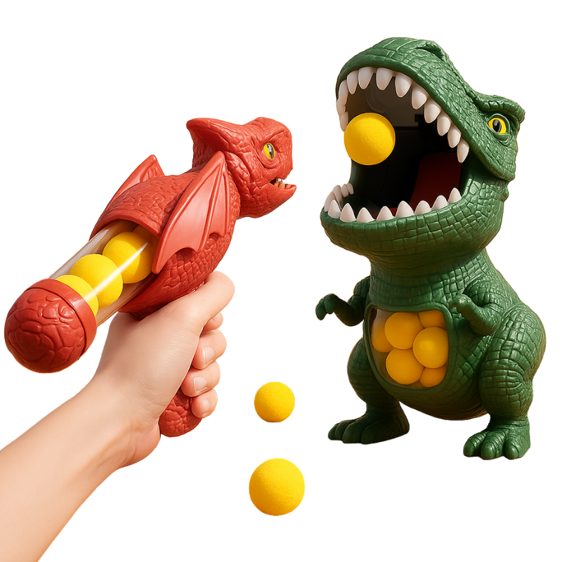 Dino-Zielspiel mit Schaumstoffbällen