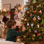 Bausteine-Adventskalender mit Weihnachtsschmuck