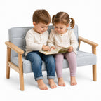 Gepolstertes Kindersofa mit Armlehnen aus Buchenholz