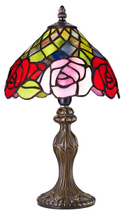 Tiffany-Tischlampe mit roten und rosa Rosen