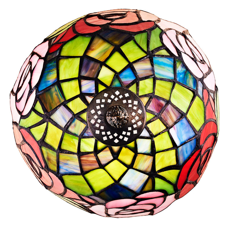 Tiffany-Tischlampe mit roten und rosa Rosen