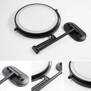Schwarzer runder LED-Wandspiegel mit Schwenkarm und beleuchtetem Ring
