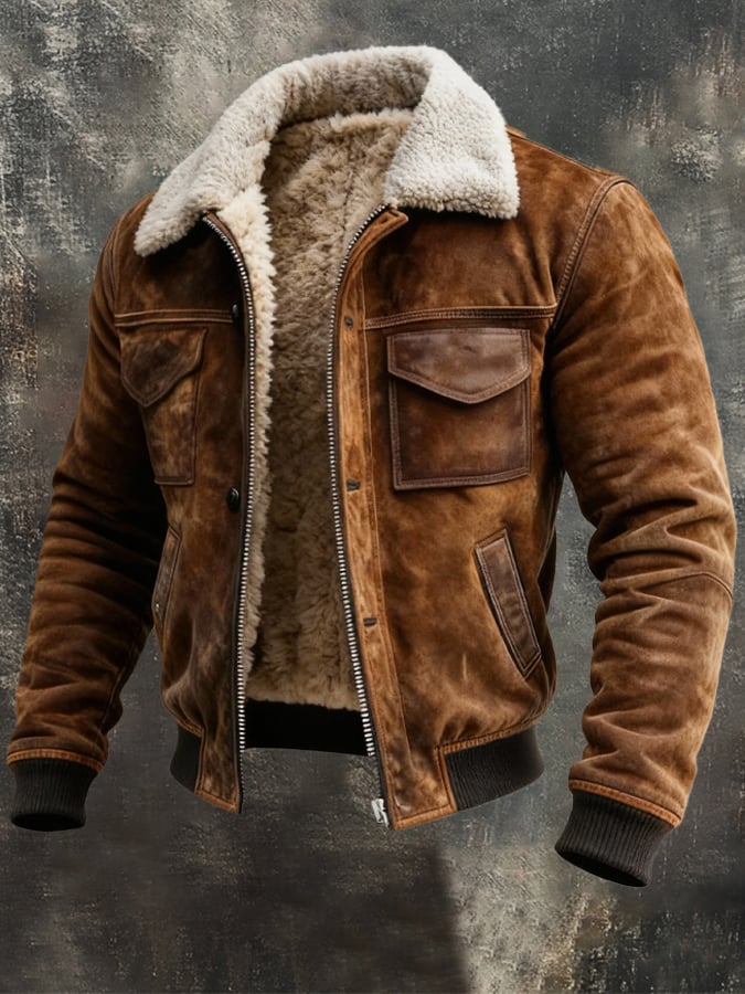 Herren-Fliegerjacke mit Sherpa-Futter