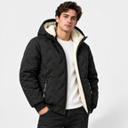 Gefütterte Herren-Steppjacke mit Kapuze