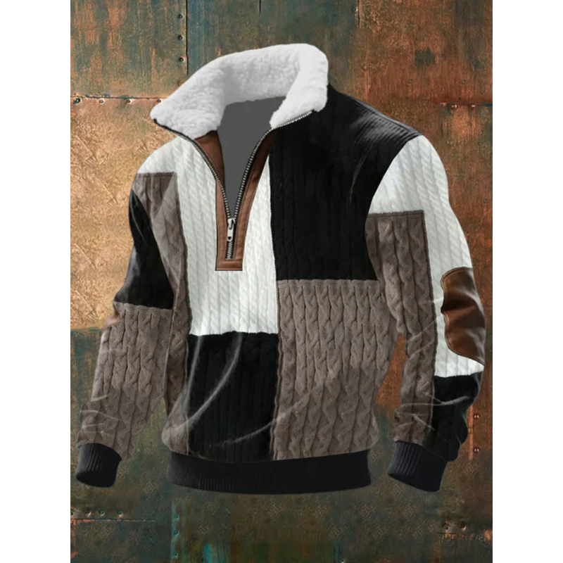 Herren-Strickpullover mit Fleecekragen