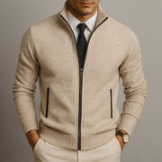 Herren-Strickjacke mit Reißverschluss und Stehkragen