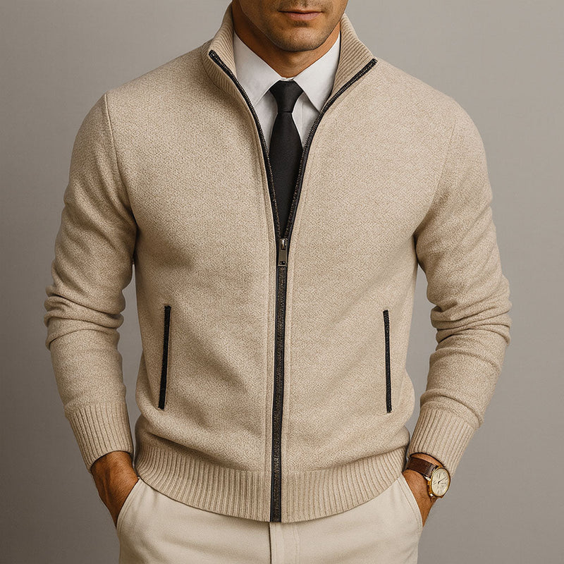 Herren-Strickjacke mit Reißverschluss und Stehkragen