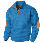 Meliertes Herren-Sweatshirt mit Knopfkragen